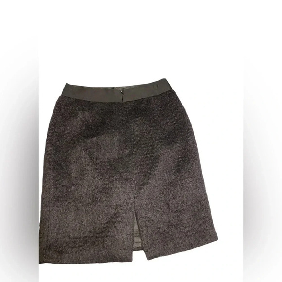 Milly of New York Linen Mohair Wool Blend Black Textured Skirt - Picture 5 of 10